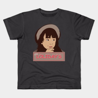 a cute little girl eat a lollipop in a lolidays Kids T-Shirt